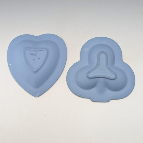 Vintage British Wedgwood Jasperware dish pair in pale blue